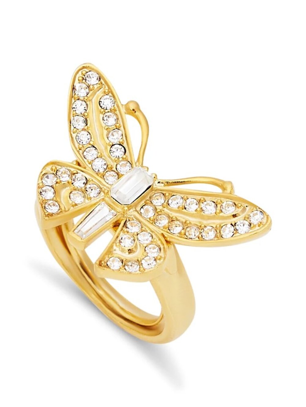Kenneth Jay Lane, Gold & Crystal Adjustable Butterfly Ring